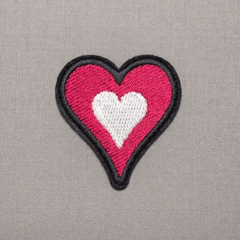 Red and White Heart Iron On Patch | Embroidered Love Patch